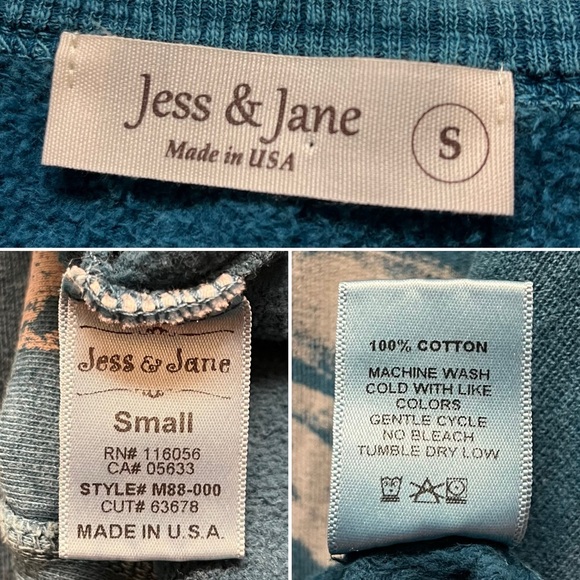 Jess & Jane Tunic Top Floral Artsy USA Polka Dot Small Green Daisy - Picture 3 of 6